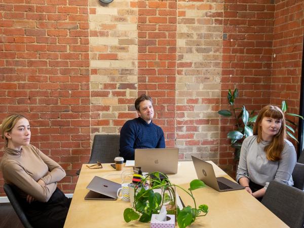 Designers at Art Processors meet for a video call.