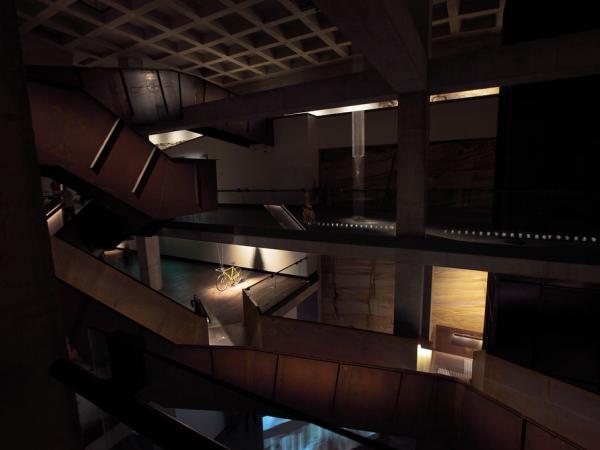 Mona B1 looking over stair void towards B2