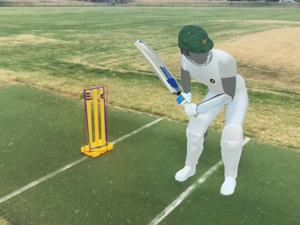 Render of batsman on cricket pitch