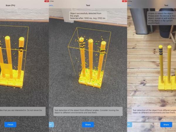Testing object detection with AR