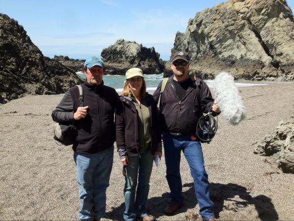 Rich Stallcup (L), a well-respected ornithologist, Catherine Girardeau (C), and Jason (R) on location for a project on for the Oakland Museum’s Natural Sciences Gallery Renovation.