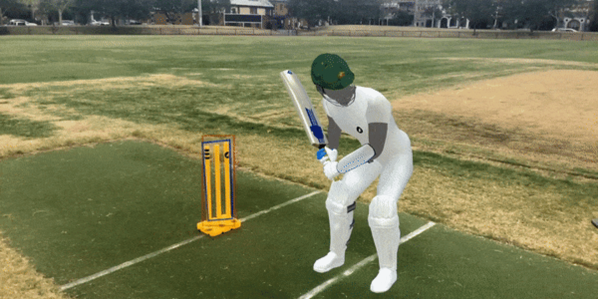 Render of batsman on cricket pitch