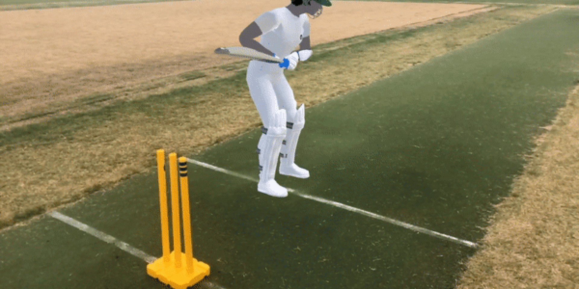 Render of Batsman on cricket pitch