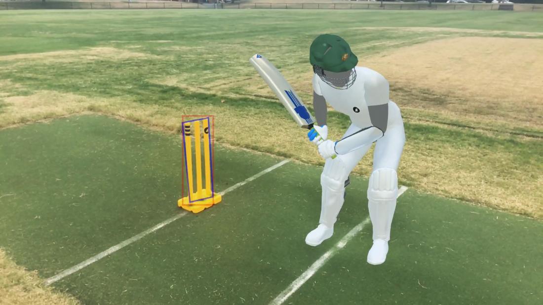 Render of batsman on cricket pitch