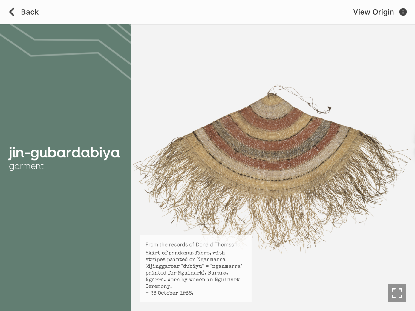 Digital label from Awaken exhibition