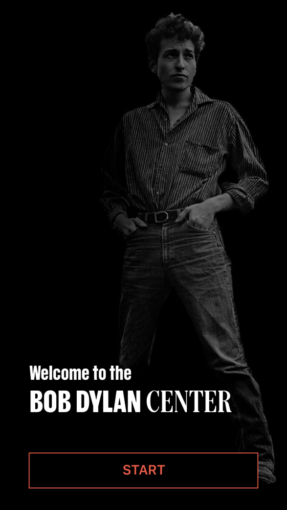 Screenshot of the Bob Dylan Center audio experience interface