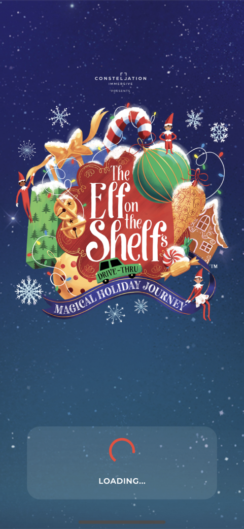 Screenshot of the loading screen for the Elf on the Shelf location-aware mobile application