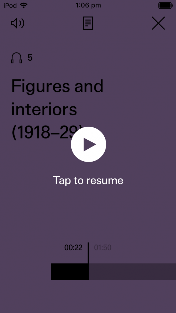 Screenshot from the Matisse Life and Spirit audio app